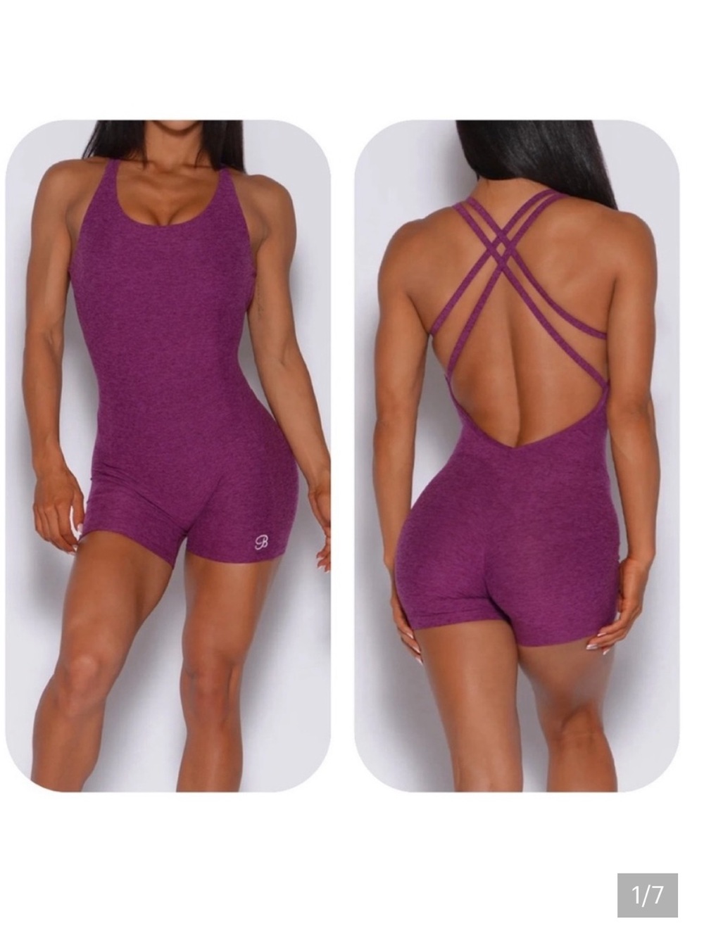 Bombshell Sportswear Magenta Purple Form Bodysuit Romper Small